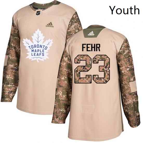 Youth Adidas Toronto Maple Leafs 23 Eric Fehr Authentic Camo Veterans Day Practice NHL Jersey